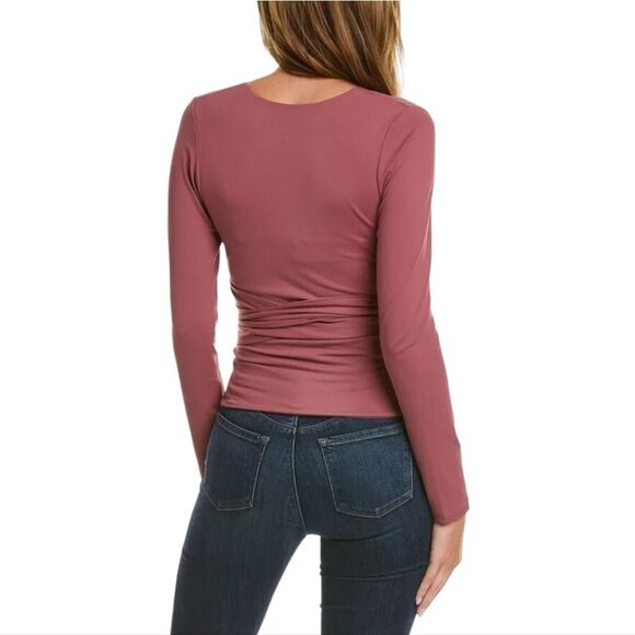 Susana Monaco -1724 NWT Long Sleeve Wrap Top in Lip Gloss Mauve Pink XS - Picture 3 of 7